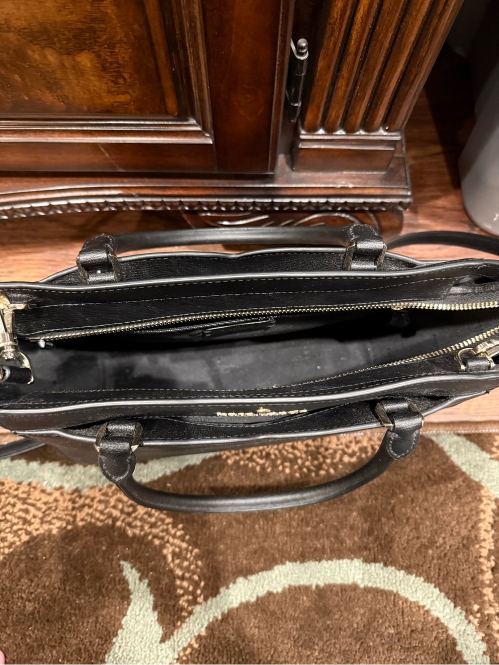 kate spade Black Pebbled Leather Tote with Gold Logo - Picture 2 of 2
